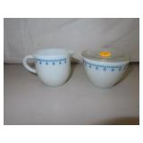 Vintage Pyrex Corning Snow Flake Cream & Sugar