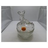 Vintage Glass Scotty Dog Powder Jar = 5&1/4" x 4"