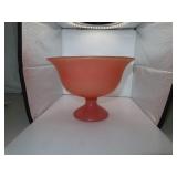 Vintage Pink Footed Bowl = 8&3/4" x 6&3/8"