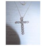 Ornate Cross Necklace - Pendant Signed 925