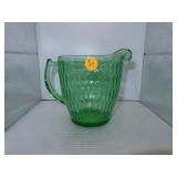 Green Depression Glass Pitcher = 5&3/4"