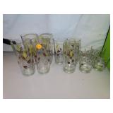11 Vintage Wheat Glasses -4 = 6&1/2' - 3 = 5&1/2'-