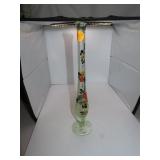 Vintage Green Depression Bud Vase (Hand Painted)