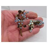 Vintage Austria Brooch Pin & Clip Earrings Set