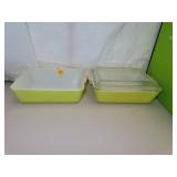 2 Vintage Pyrex Casserole Dishes (1 has lid) =