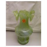 Vintage Art Glass Swirl Vase = 8&1/4'