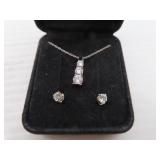 14K Gold Diamonique Necklace & Earrings