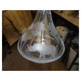 Vintage Crystal Decanter with Cut & Etched Rhinos