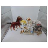 6 Vintage Porcelain Horse - Dogs - Cats & more