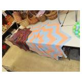 2 Hand Crocheted Afghan Table Covers?  56" & 44"