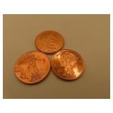 3 - 1 Oz .999 Fine Copper Rounds