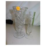 2 Vintage Crystal Vases - 1 Signed Cavan Ireland