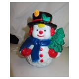 Vintage Hard Plastic Electric Lighted Snowman 8"