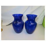 2 Vintage Cobalt Blue Vases - 7&7/8" each