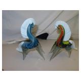 2 Blown Art Glass Horses -Both have a chip on one