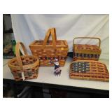 4 Patriotic Baskets & Uncle Sam Figurine -