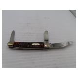 Vintage Case XX USA 3 Blade Red Bone Scales