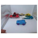 6 Vintage Die Cast & Plastic Cars - Longest = 5'