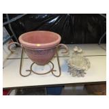 NO SHIPPING - Large Flower Pot with Metal Stand &