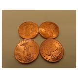 4 - 1 Ounce .999 Fine Copper Rounds