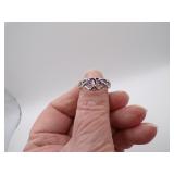 Double Heart Ring Signed S925 Size 8
