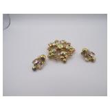 Vintage Brooch Pin & Clip Earrings Set