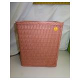 Pink Wicker Trash Can = 12" x 10&1/2" x 7&1/2"