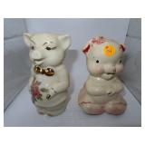 2 Vintage Porcelain Piggy Banks - 6&1/2' each