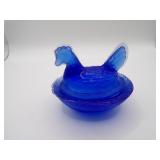 Vintage Miniature Cobalt Blue Hen on Nest