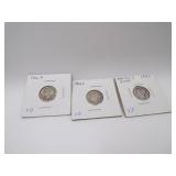 3 Silver Mercury Dimes