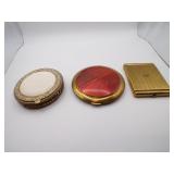 3 Vintage Powder/Makeup Compacts (left has a hole