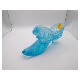 Vintage Blue Opalescent Shoe = 5&3/4' = Fenton?