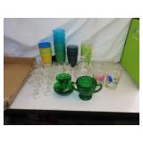 NO SHIPPING-Lot of Vintage Glassware &Plastic Cups