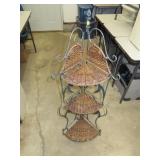 NO SHIPPING - Cast Iron & Wicker Plant Stand