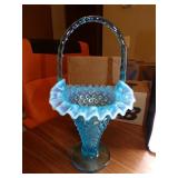 Vintage XL Fenton Blue Opalescent Hobnail