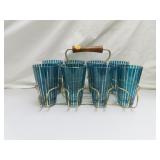 Set of 8 Mid-Century Glasses & Caddy (5"each)