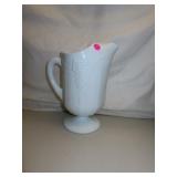 Vintage Milk Glass Pitcher 11' Tall - Grape Vine