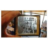 Antique Magic Lantern Slide = Steers Hitched to