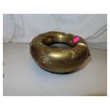 Vintage Brass Ashtray with Eagles & Red Stone