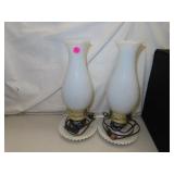 2 Vintage Hobnail Dresser Lamps = 13&1/2" each