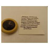Antique Japan Button Netsuke Ivory Ring with Metal