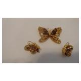 Pretty Napier Butterfly Brooch Pin & Clip Earrings