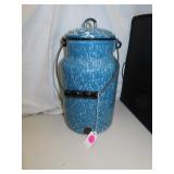 Antique Blue & White Porcelain Enamel Cream Can