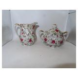 Vintage Lefton Rose Chintz Cream & Sugar - 3&3/4'