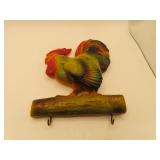 Vintage Chalkware Rooster Key Hanger = 6&3/4" x