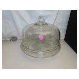 Vintage Glass Cake Stand with Lid = 12&1/2' x