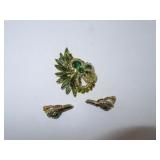 Vintage Ornate Brooch Pin & Clip Earrings Set