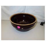 Antique USA 9" Crock Bowl - 2 small flake chips -