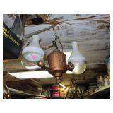 Antique c1890 Angle Mfg Co Copper 2 Light Oil