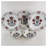 5 Piece Villeroy & Boch Germany Red Plates & Bowls